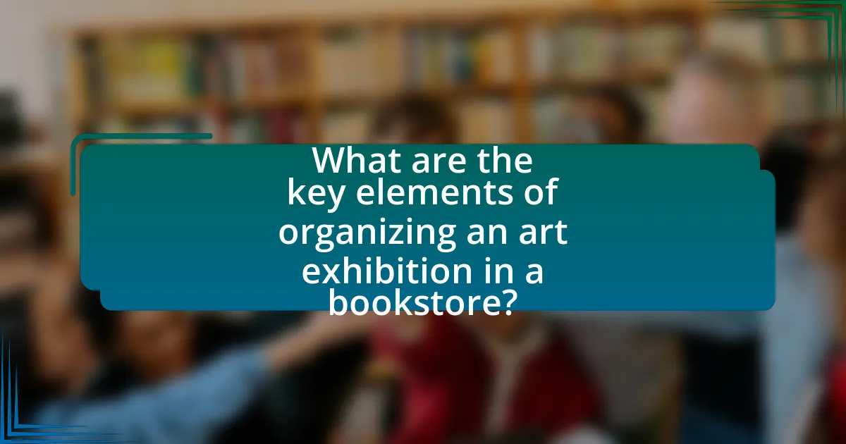 What are the key elements of organizing an art exhibition in a bookstore?